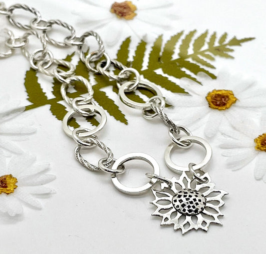 Chunky Chain with Sunflower Pendant