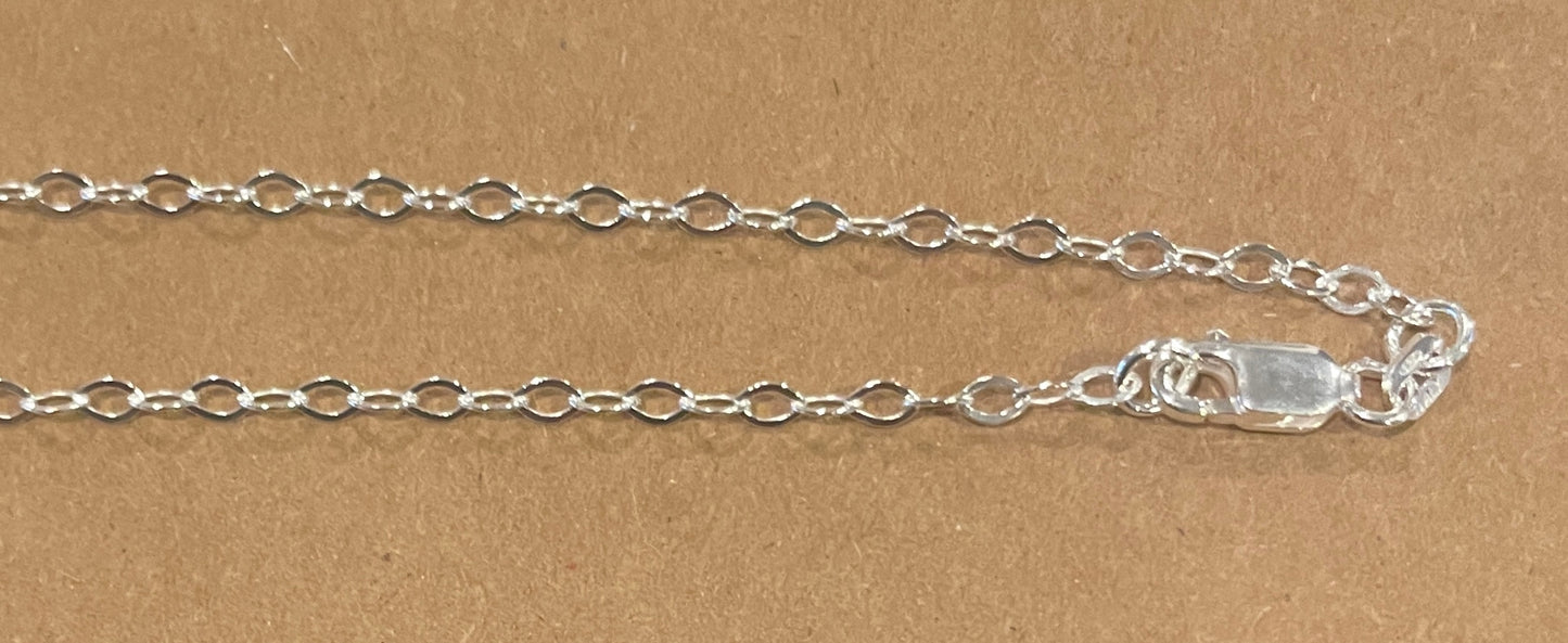 18in, 2.3mm flat cable sterling silver chain. Chain made in Italy.