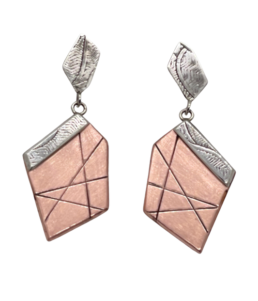 Copper and Sterling Silver Drop Earrings