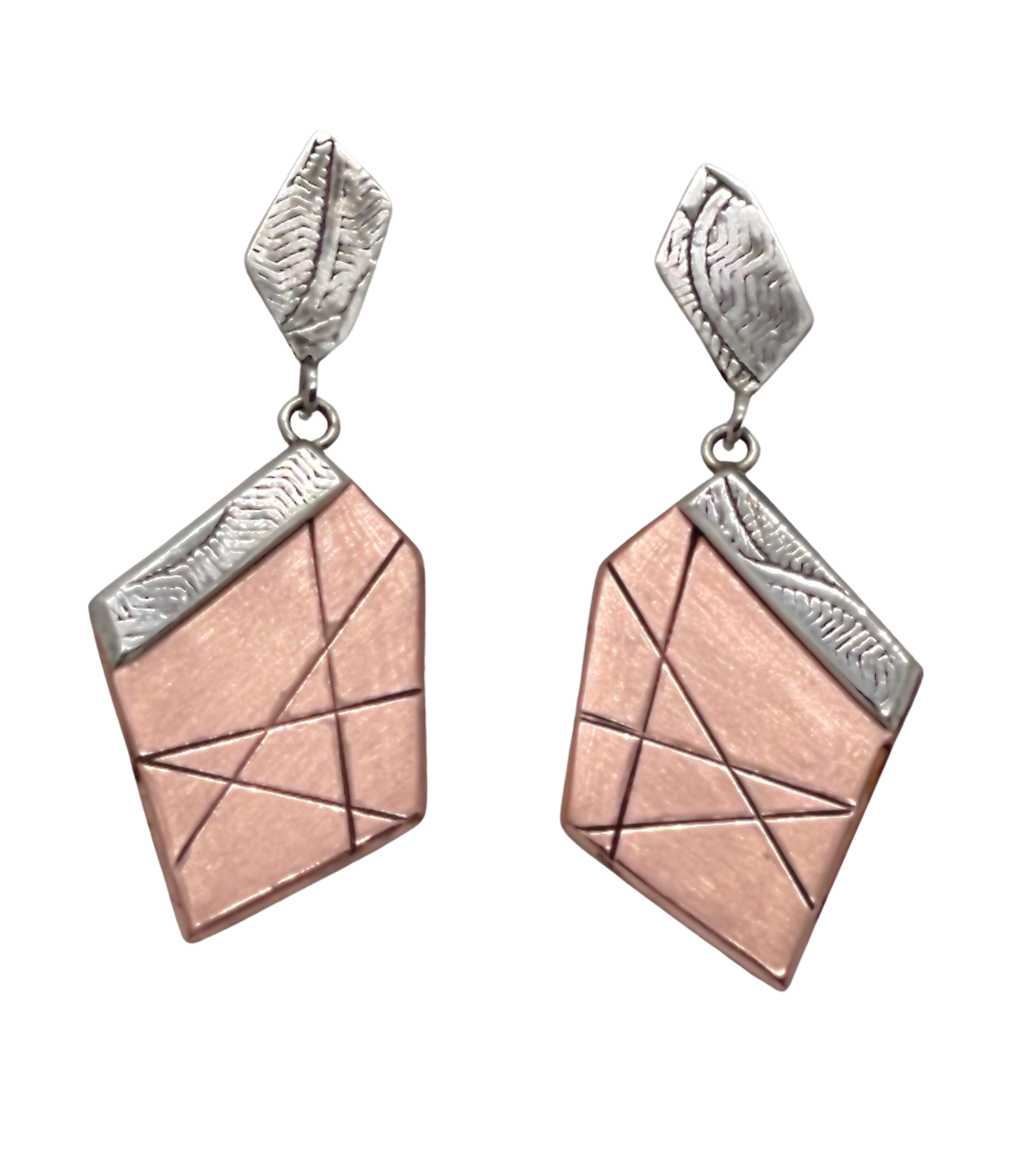 Copper and Sterling Silver Drop Earrings